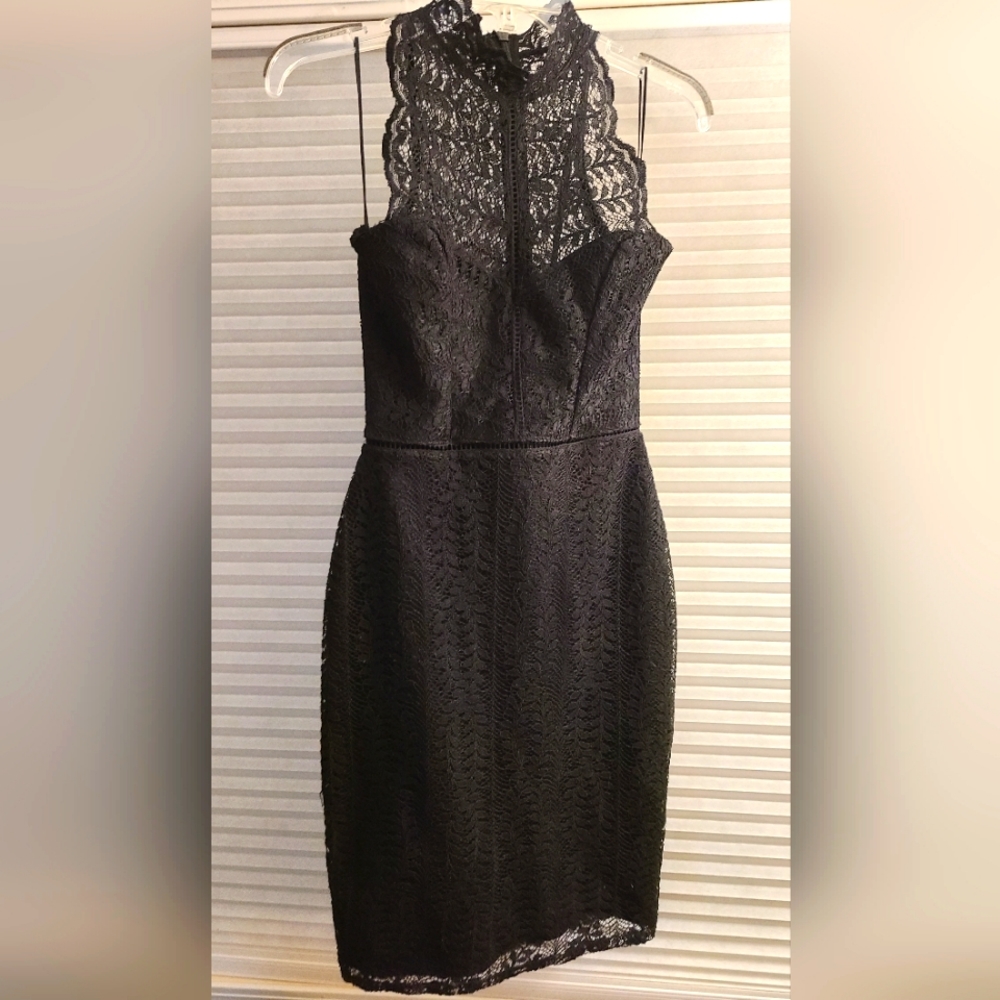 Black Lace High Neck dress